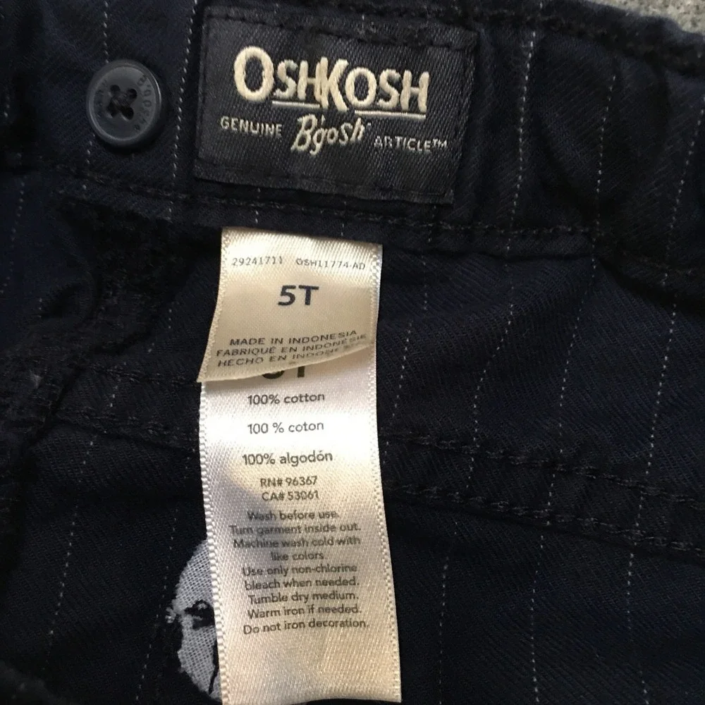 OshKosh B'gosh 2pc Pinstripe Suit Set Boys 5T Navy Blue Blazer and Pants Cotton